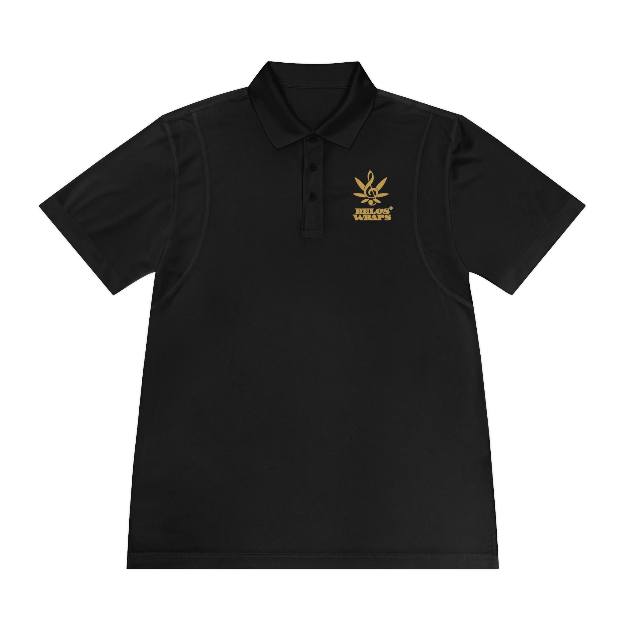 Relo's Wraps Gold Logo Men's Sport Polo Shirt - Casual, Stylish Athletic Wear for Men, Golf, Tennis, Summer Activities, Gift for Sports Lovers