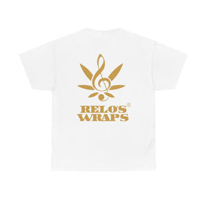 Relo's Wraps Gold Logo Tee - Unisex Heavy Cotton Tee, Casual Cotton T-Shirt, Music Lover Shirt, Gift for Him/Her, Everyday Wear, Relaxed Fit Tee