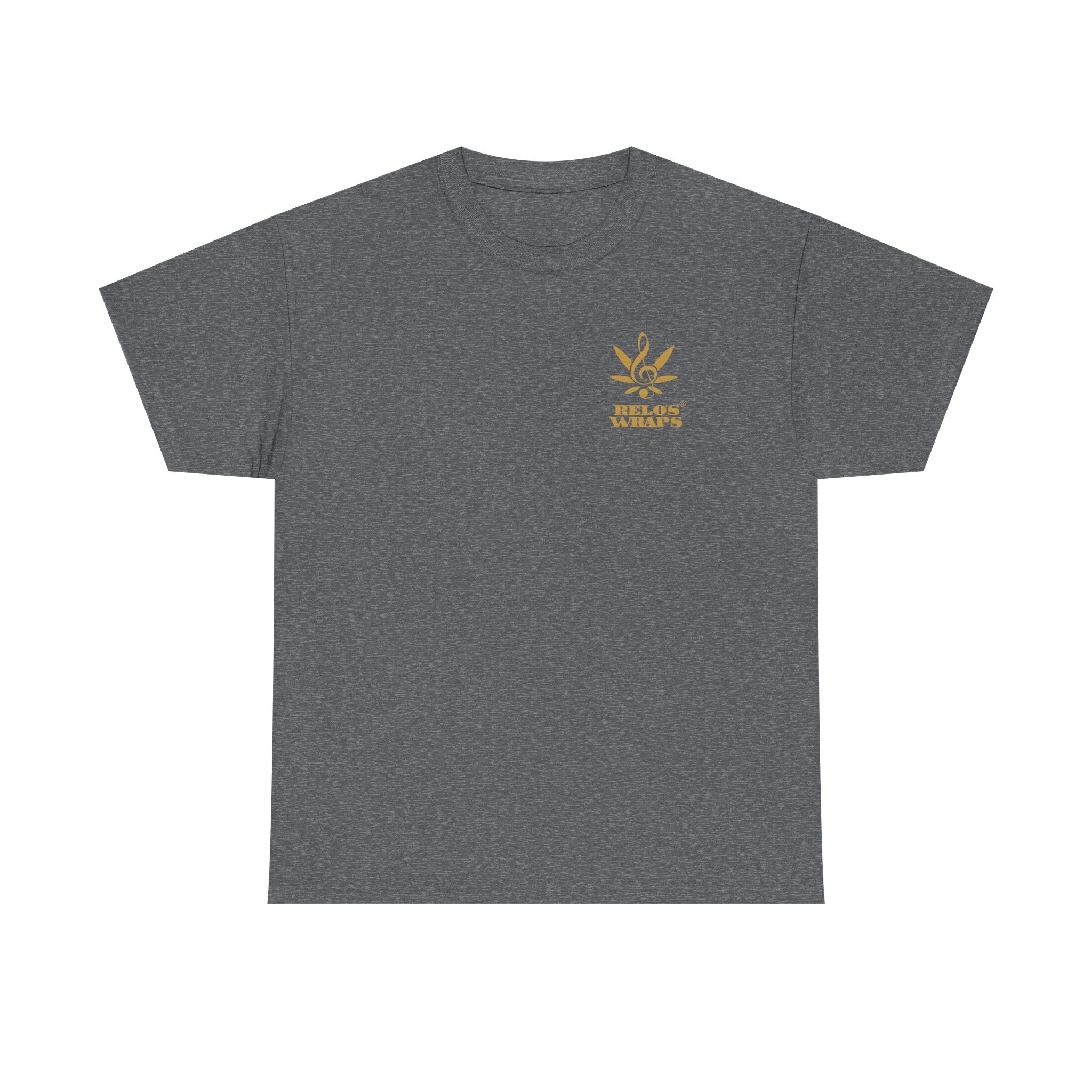 Relo's Wraps Gold Logo Tee - Unisex Heavy Cotton Tee, Casual Cotton T-Shirt, Music Lover Shirt, Gift for Him/Her, Everyday Wear, Relaxed Fit Tee