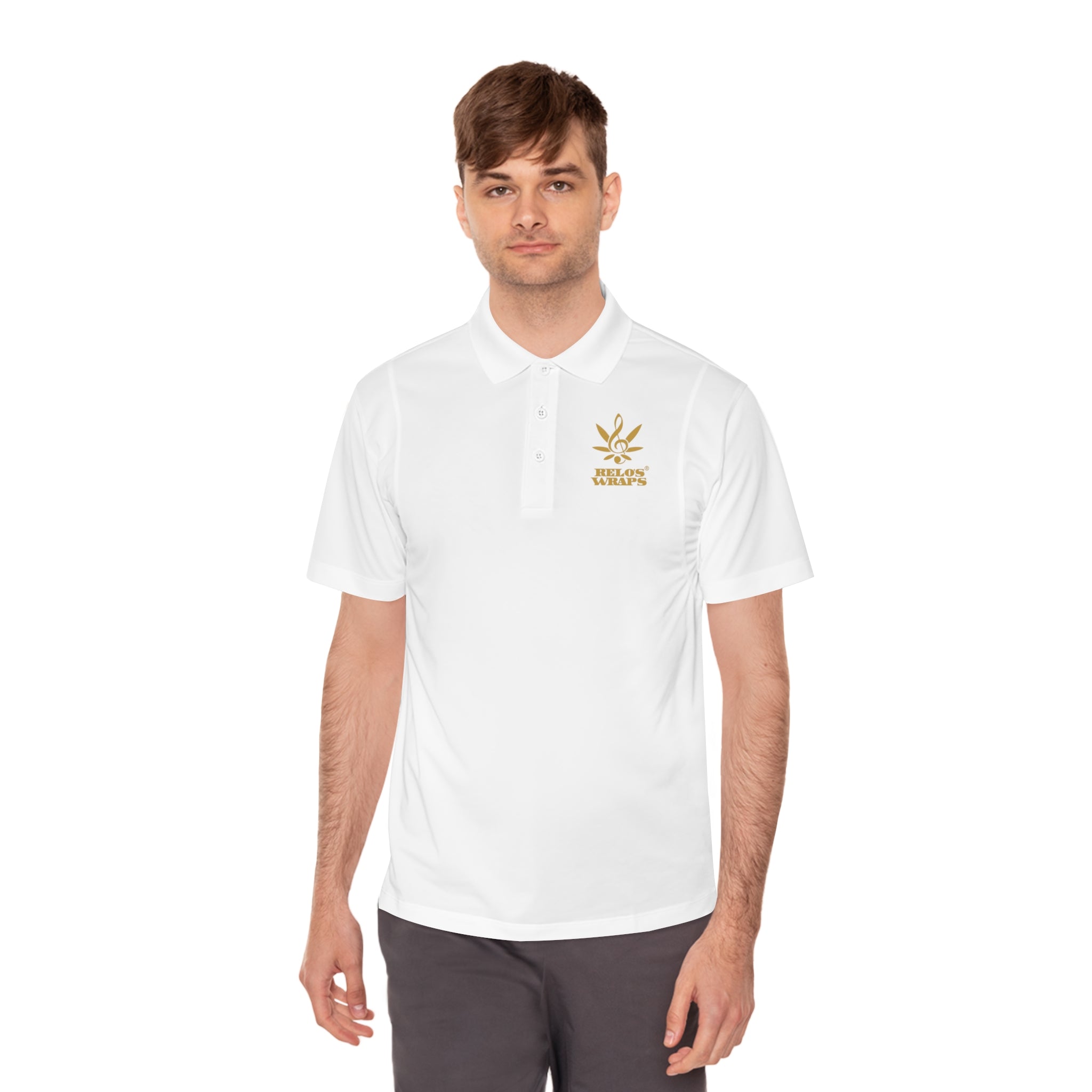 Relo's Wraps Gold Logo Men's Sport Polo Shirt - Casual, Stylish Athletic Wear for Men, Golf, Tennis, Summer Activities, Gift for Sports Lovers