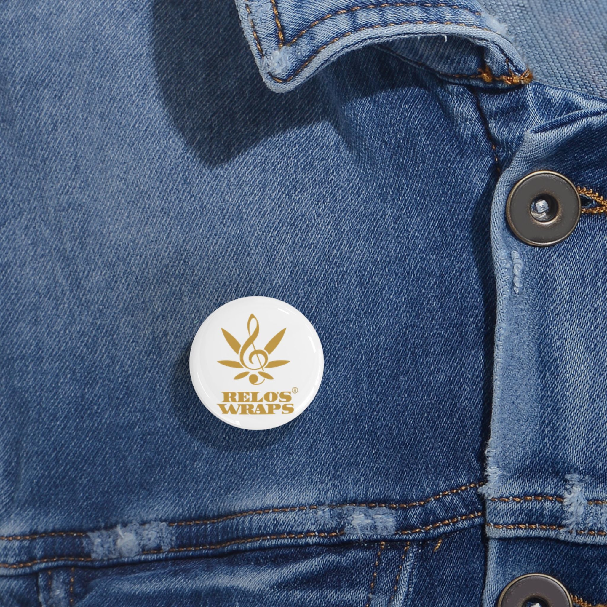Relo's Gold Logo Round Pins, Creative Accessories for Musicians, Gifts for Music Lovers, Band Merchandise, Concert Decor
