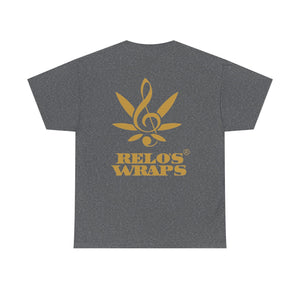 Relo's Wraps Gold Logo Tee - Unisex Heavy Cotton Tee, Casual Cotton T-Shirt, Music Lover Shirt, Gift for Him/Her, Everyday Wear, Relaxed Fit Tee