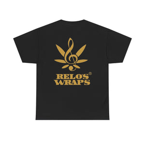 Relo's Wraps Gold Logo Tee - Unisex Heavy Cotton Tee, Casual Cotton T-Shirt, Music Lover Shirt, Gift for Him/Her, Everyday Wear, Relaxed Fit Tee