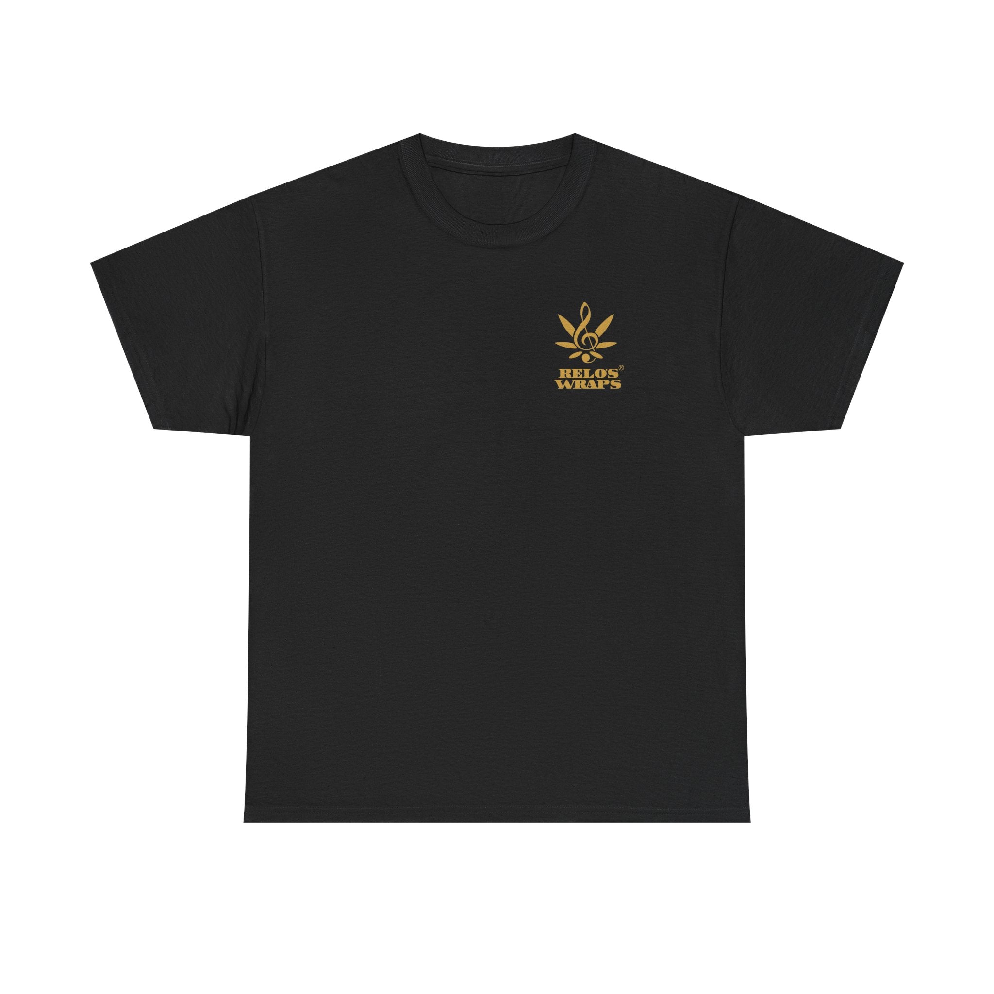 Relo's Wraps Gold Logo Tee - Unisex Heavy Cotton Tee, Casual Cotton T-Shirt, Music Lover Shirt, Gift for Him/Her, Everyday Wear, Relaxed Fit Tee