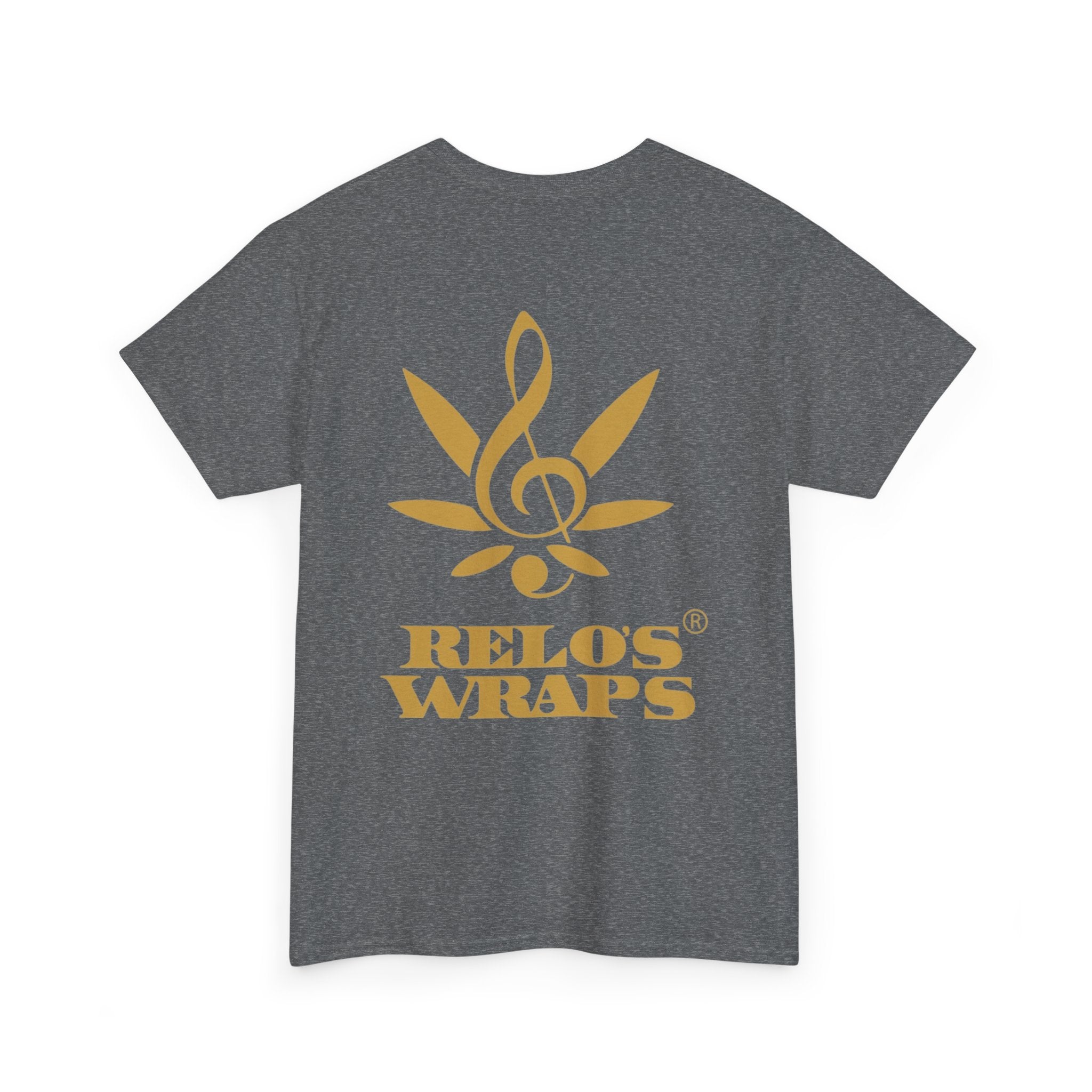 Relo's Wraps Gold Logo Tee - Unisex Heavy Cotton Tee, Casual Cotton T-Shirt, Music Lover Shirt, Gift for Him/Her, Everyday Wear, Relaxed Fit Tee