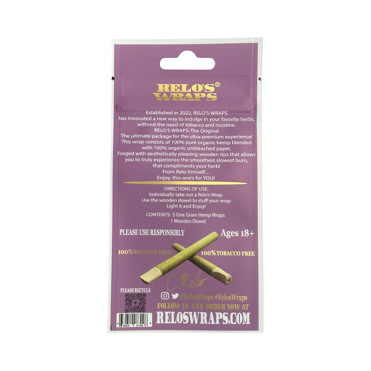 Relo Wraps 2. “The Original” 1g (5pk) – Relo’s Wraps