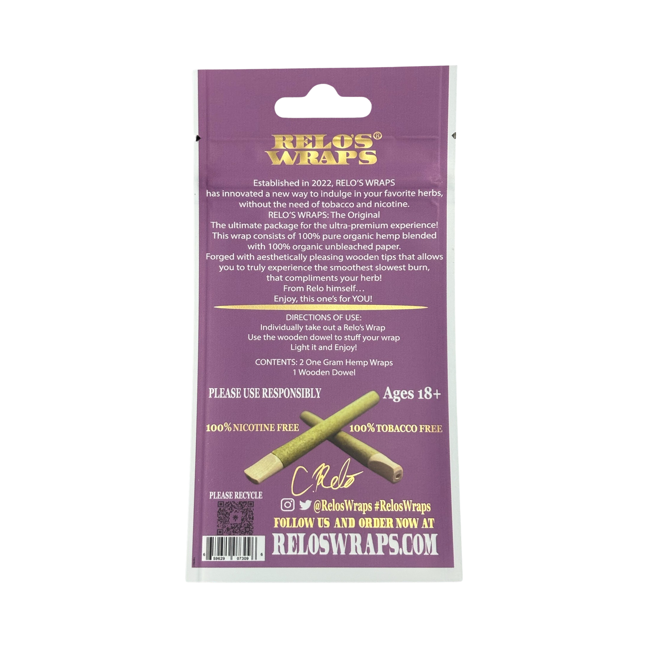 Relo Wraps 1. “The Original” 1g (2pk) – Relo’s Wraps